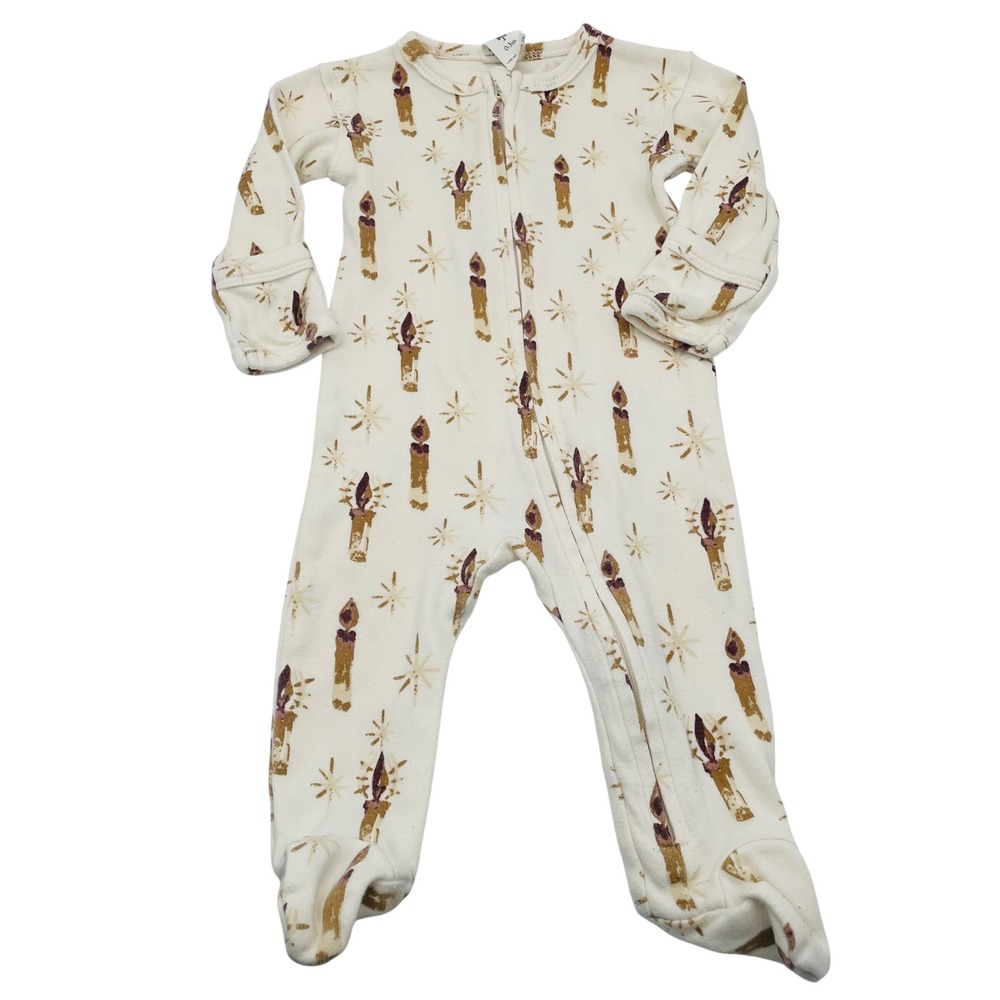 Kate‎ Quinn Organic Cotton Candle Star Print Baby Pajamas 0-3m Footed Sleepsuit
